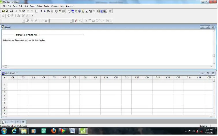 Gambar 5.4 Tampilan awal Minitab