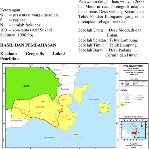 Gambar 1.Peta Administrasi Desa Gebang Kecamatan Teluk Pandan Kabupaten  Pesawaran 
