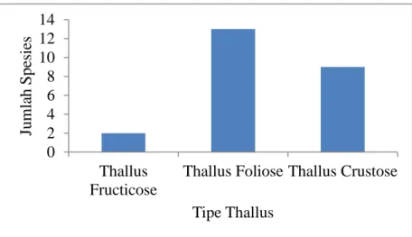 Gambar 4.2 Diagram Jumlah Spesies Lichenes Berdasarkan Tipe Thallusnya. 