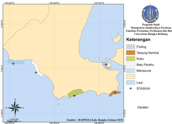 Gambar 1. Peta Lokasi Kesesuaian Tambak Garam di Bangka Selatan  Pengambilan Data Lapangan 