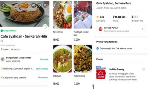 Gambar 4.2 Cafe Syahdan di Aplikasi Go Food dan Grab Food  