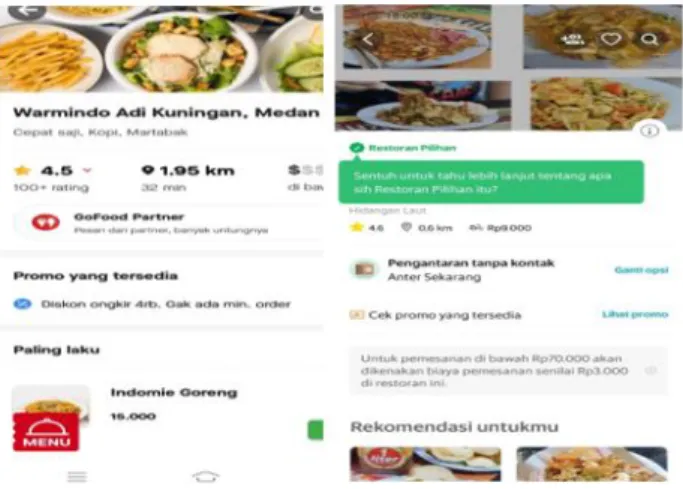 Gambar 4.3 Warmindo di Aplikasi Go Food dan Grab Food   