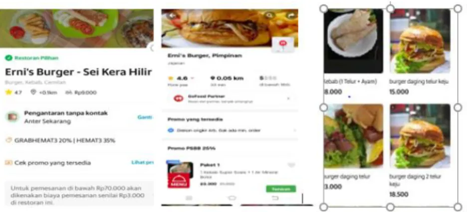 Gambar 4.4 Erni’s Burger di Aplikasi Go Food dan Grab Food 