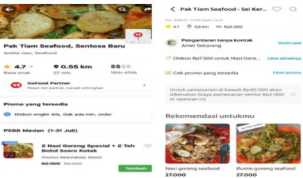 Gambar 4.6 Pak Tiam Seafood di Aplikasi Go Food dan Grab Food 
