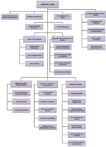 Gambar 2.2 Struktur organisasi PT. Dirgantara Indonesia (Indonesian Aerospace/IAe) 