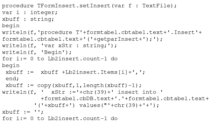 Gambar 4.8 Kode program fungsi getparInsert 