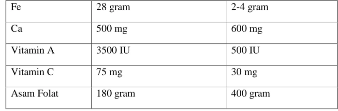 Tabel 2.2Anjuran Makan Sehari Untuk Ibu Hamil 