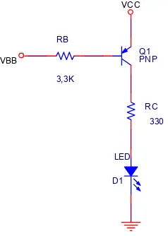 Gambar 3-8 menunjukkan rangkaian transistor sebagai saklar aktif rendah.  
