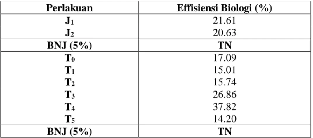 Tabel 13. Nilai Effisiensi Biologi (EB) (%). 