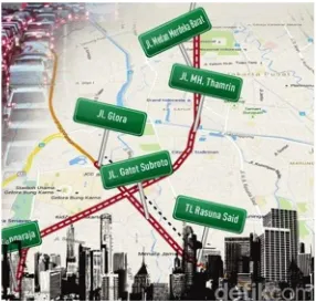 Gambar 1.2 rute jalur kebijakan pembatasan lalu lintas ganjil genap (sumber :