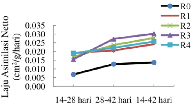 Gambar 3.Grafik  Rata ± rata  Laju Asimilasi Netto 