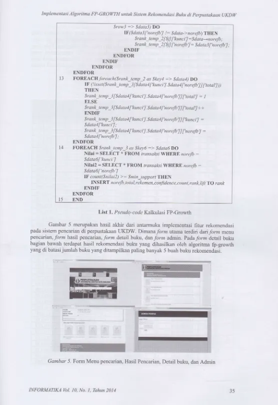 Gambar 5. Form Menu pencarian, Hasil Pencarian, Detail buku, dan Admin