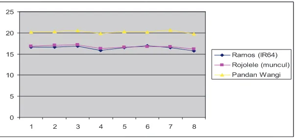 Gambar  2.  Grafik persentase kandungan Butir Patah dalam beras premium.