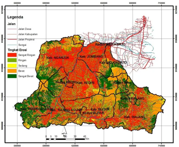 Figure 4. Spatial distribution of soil loss in several districs