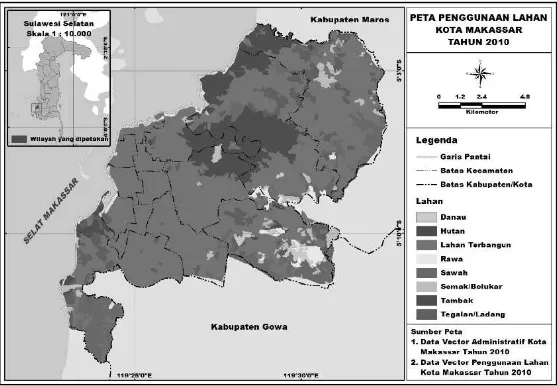 Gambar 4. Peta perubahan penggunaan lahan/tutupan lahan Kota Makassar Tahun 2010 