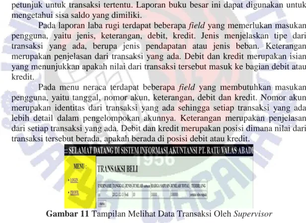 Gambar 11 Tampilan Melihat Data Transaksi Oleh Supervisor 