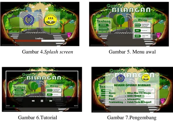 Gambar  menunjukan  tampilan  dari  menu  belajar  dimana  memiliki  empat  menu  yaitu penjumlahan, pengurangan, perkalian dan pembagian