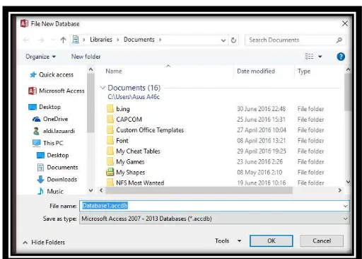 Gambar 2.6.  Tampilan Kotak Dialog File New Database 