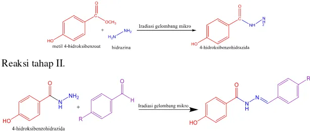 Gambar 1.4 Tahapan sintesis turunan hidrazida dari nipagin. 