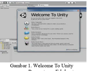 Gambar 1. Welcome To Unity 