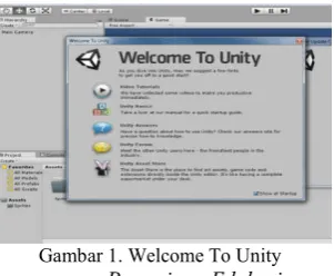 Gambar 1. Welcome To Unity 