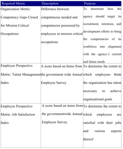 Tabel 2.2 Metric The Talent Management System