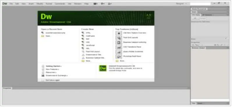 Gambar 2.1. Tampilan awal Adobe Dreamweaver CS6 