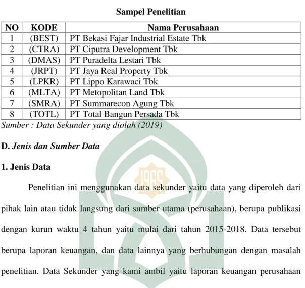 Tabel 3.2 Sampel Penelitian