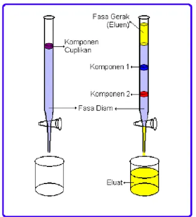 Gambar 12. Kromatografi kolom terbuka (Khopkar, 2003) 