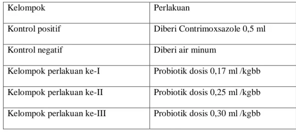Tabel 3. 3 perlakuan pengujian antidiare 