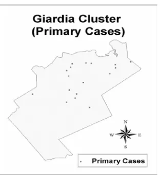 Figure 1.12 Spot Map of Giardia Cases  