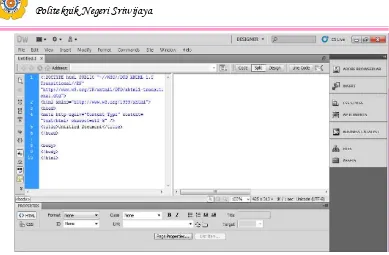 Gambar 2.3. Tampilan Ruang Kerja Adobe Dreamweaver 