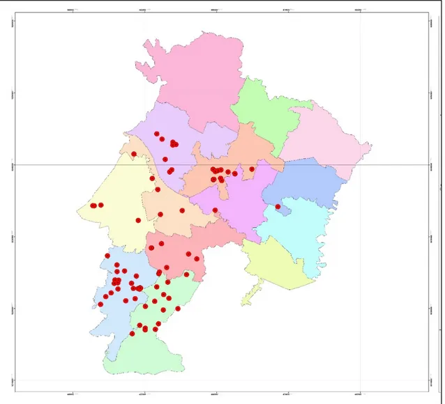 Gambar 2. Peta sebaran kasus leptospirosis di Kabupaten Demak tahun 2011-2016.  Tabel 1