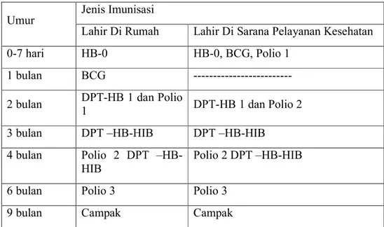 Tabel 7 Jadwal Imunisasi Pada bayi 