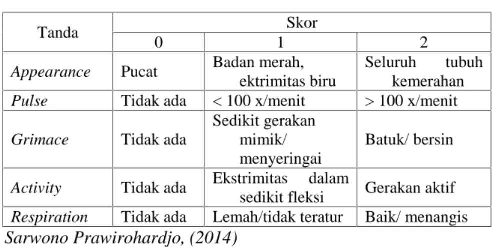 Tabel 2.6 Nilai APGAR