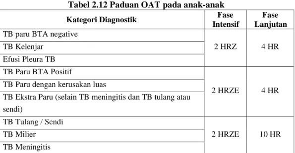 Tabel 2.12 Paduan OAT pada anak-anak 