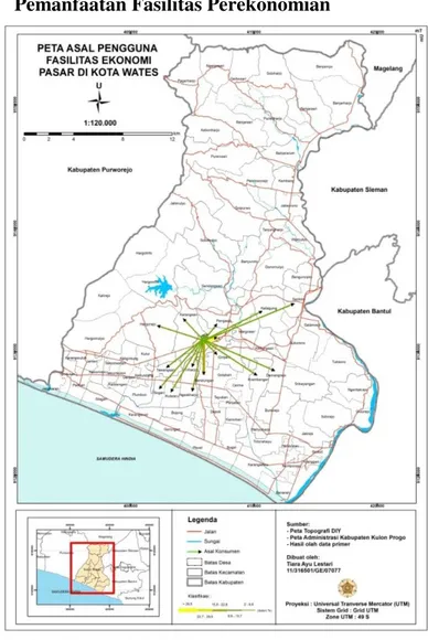 Gambar 4. Peta Asal Pengguna Fasilitas  Ekonomi Pasar di Kota Wates 