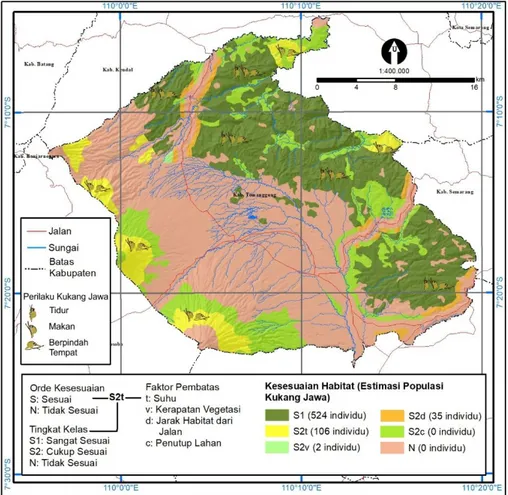Gambar 3 Peta kesesuaian habitat Kukang Jawa Kabupaten Temanggung 