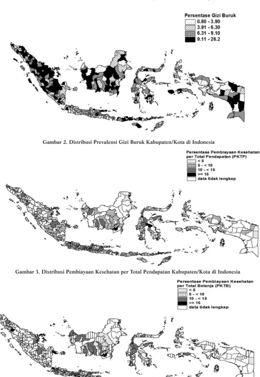 Gambar 4. Distribusi Pembiayaan Kesehatan per Total Belanja Kabupaten/Kota di IndonesiaGambar 2