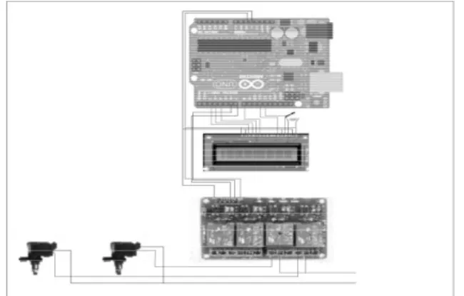 Gambar 3. Rangkaian sistem pompa pengisi dan penguras  Tabel 4. Hasil Pengujian Kerja Pompa pengisi dan penguras 