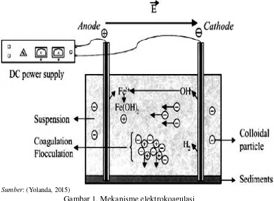 Gambar 1. Mekanisme elektrokoagulasi 