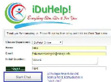 Gambar 12. Prototype Tampilan menu form start chat 4. Email Verifikasi iDuHelp!