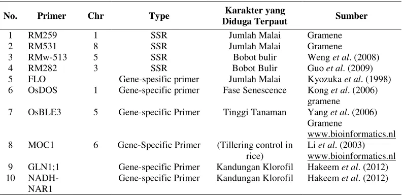 Tabel 1. Primer yang digunakan dalam Penelitian 