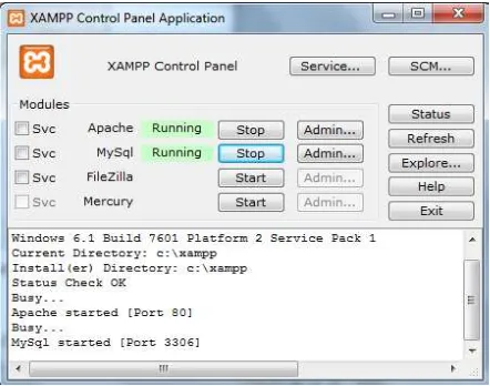 Gambar 2.10 Tampilan XAMPP Control Panel 