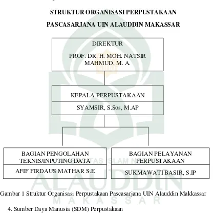 Gambar 1 Struktur Organisasi Perpustakaan Pascasarjana UIN Alauddin Makkassar