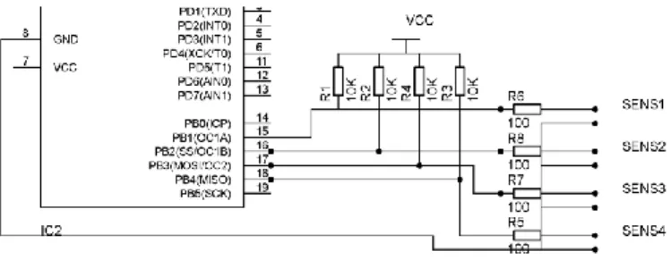 Gambar 11. Rangkaian Converter RS 485 to RS 232    Pada  rangkaian  tersebut  terdapat  dua  rangkaian,  yaitu  rangkaian RS 485 dan rangkaian RS 232