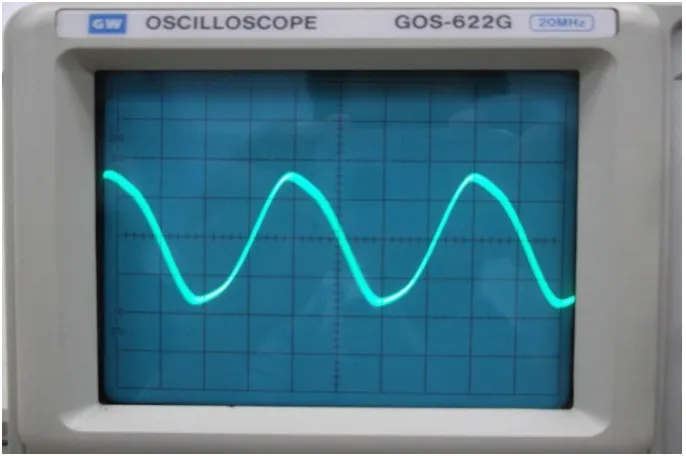 Figure 8 shows the sine waveforms at output function generator (XSC1 refer to Figure 2) with 1.2 MHz and Vp-p (AC) 0.01 V