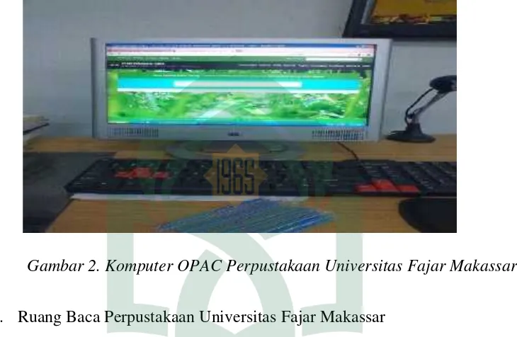 Gambar 2. Komputer OPAC Perpustakaan Universitas Fajar Makassar