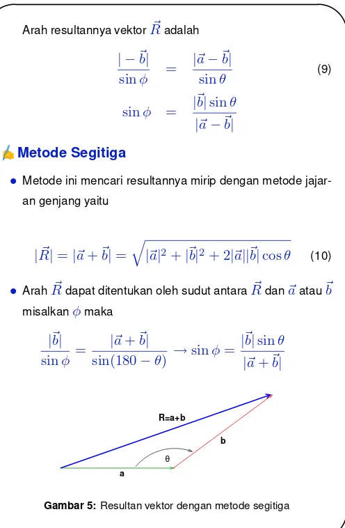 Gambar 5: Resultan vektor dengan metode segitiga