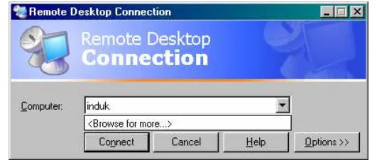 Gambar 8.32 Kotak dialog Remote Desktop Connection 